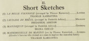 Detail of the Short Sketches in the programme for the July 1931 season at the Lyric Theatre, Hammersmith. RDC/MA/04/01/0012