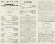 The Tales of Hoffmann (opera): inside programme for premiere at the Strand Theatre, London, 2 March 1942. RDC/MA/04/01/0096